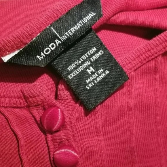 Moda International Satin Button Henley - Picture 3 of 7